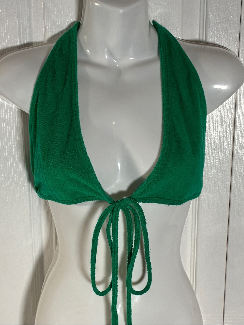 Princess Polly Green Benni Terry Cloth Halter Bikini Top